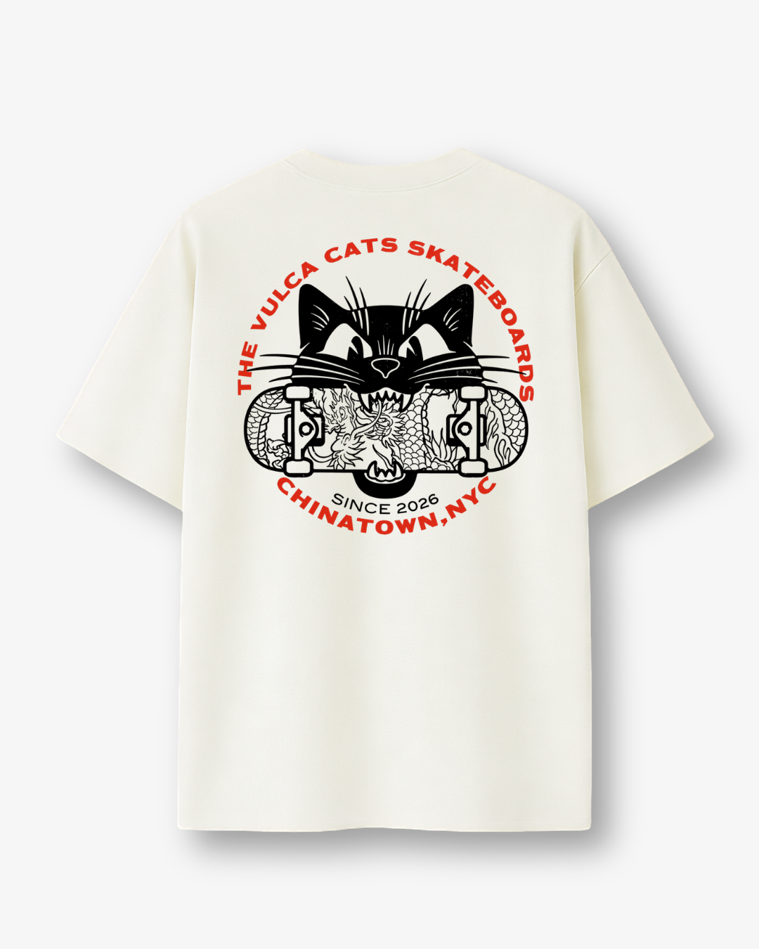 VULCA The Vulca Cat Skateboards Oversize Tişört