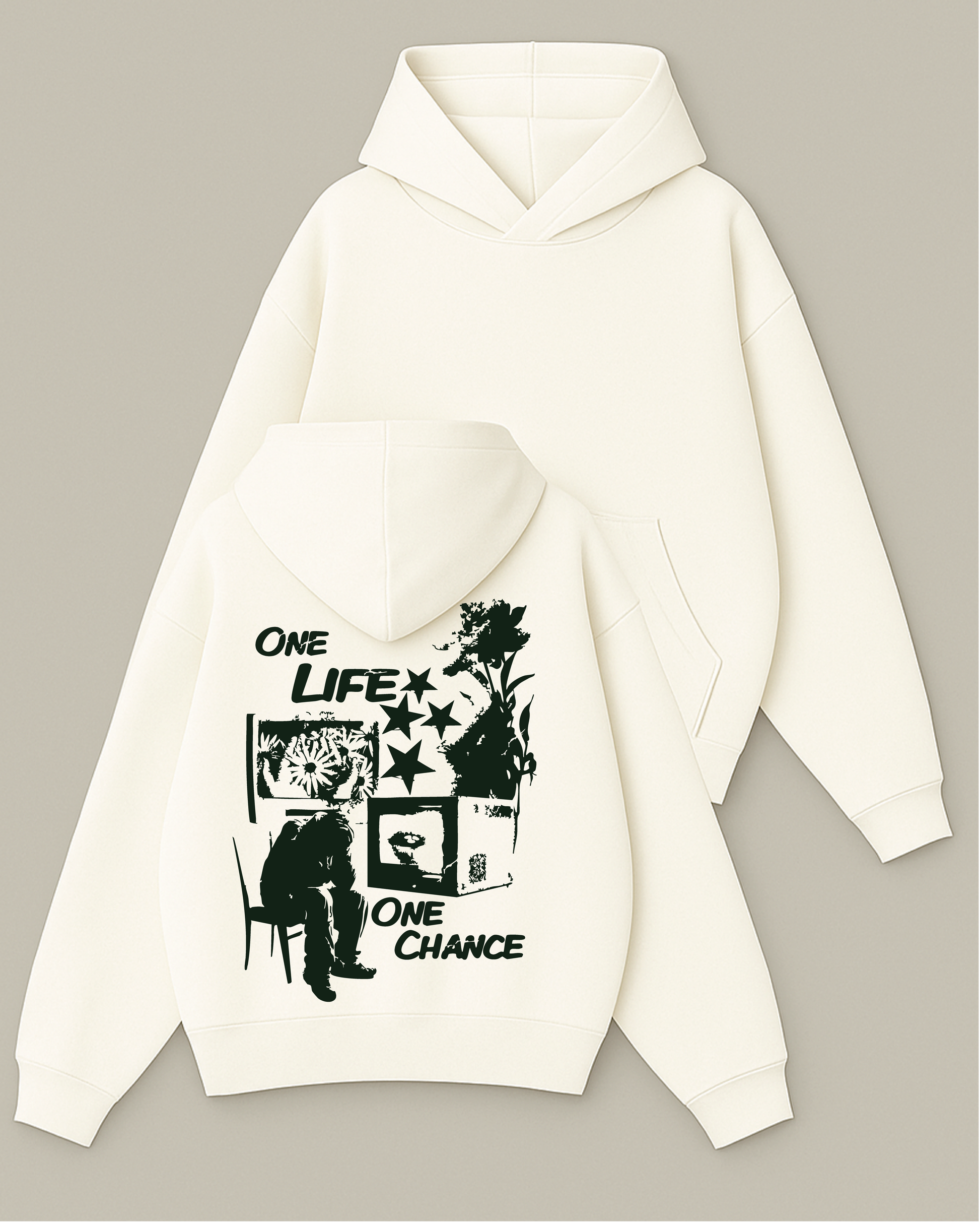 One Life One Chance - Boxy Fit Kapüşonlu Sweatshirt