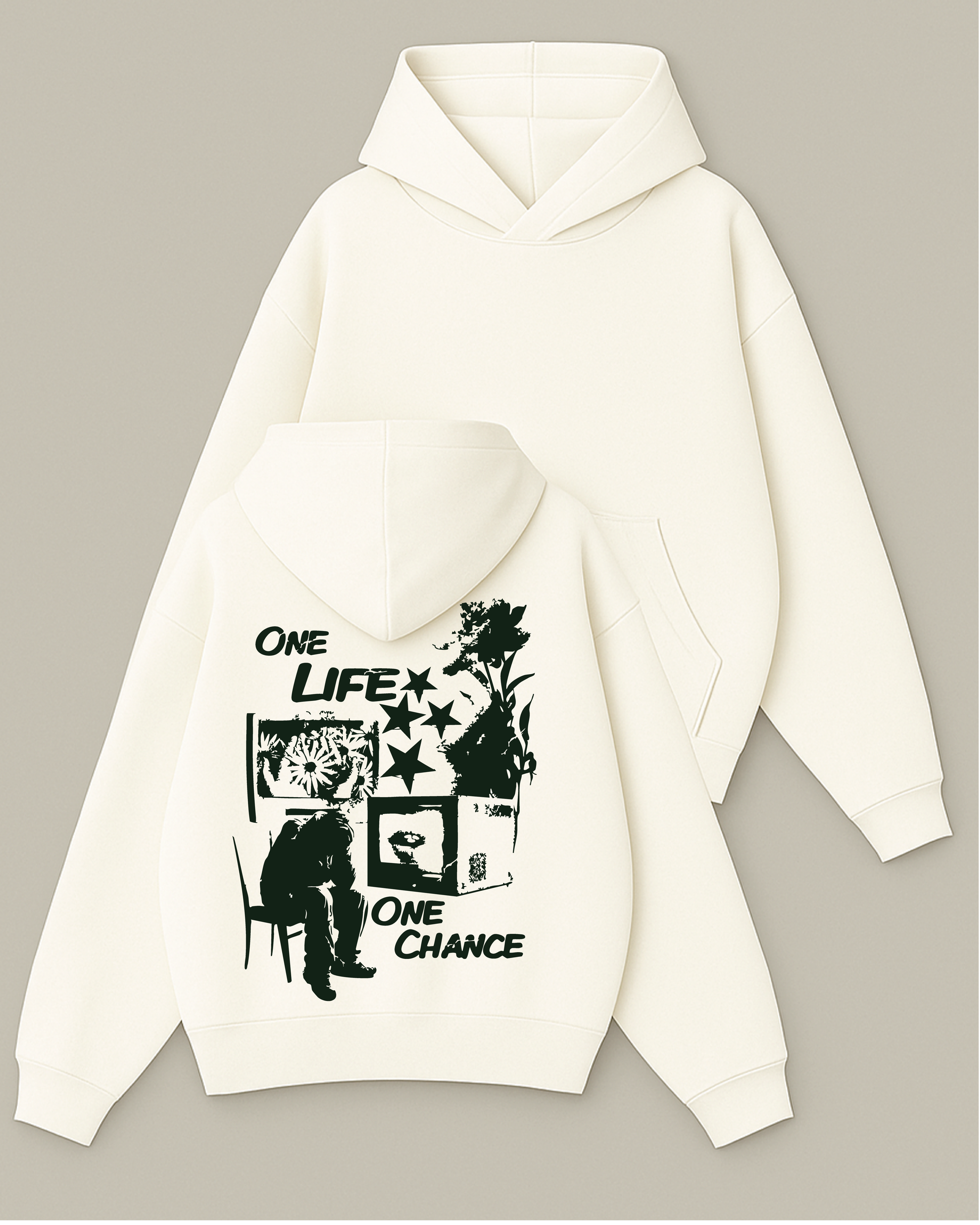 One Life One Chance - Boxy Fit Kapüşonlu Sweatshirt