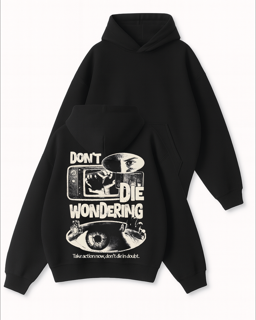 DON'T DIE WONDERING - Boxy Fit Kapüşonlu Sweatshirt