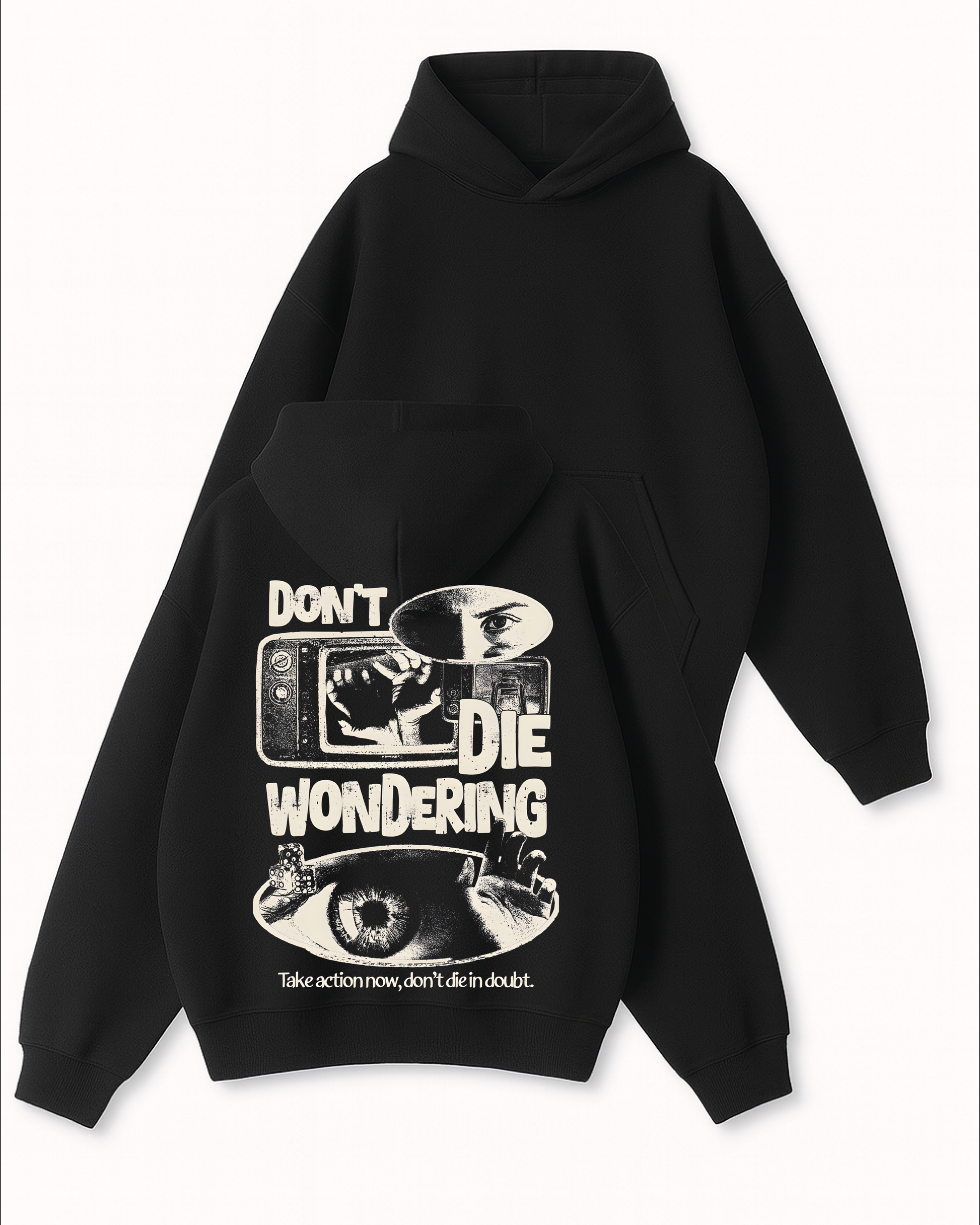 DON'T DIE WONDERING - Boxy Fit Kapüşonlu Sweatshirt