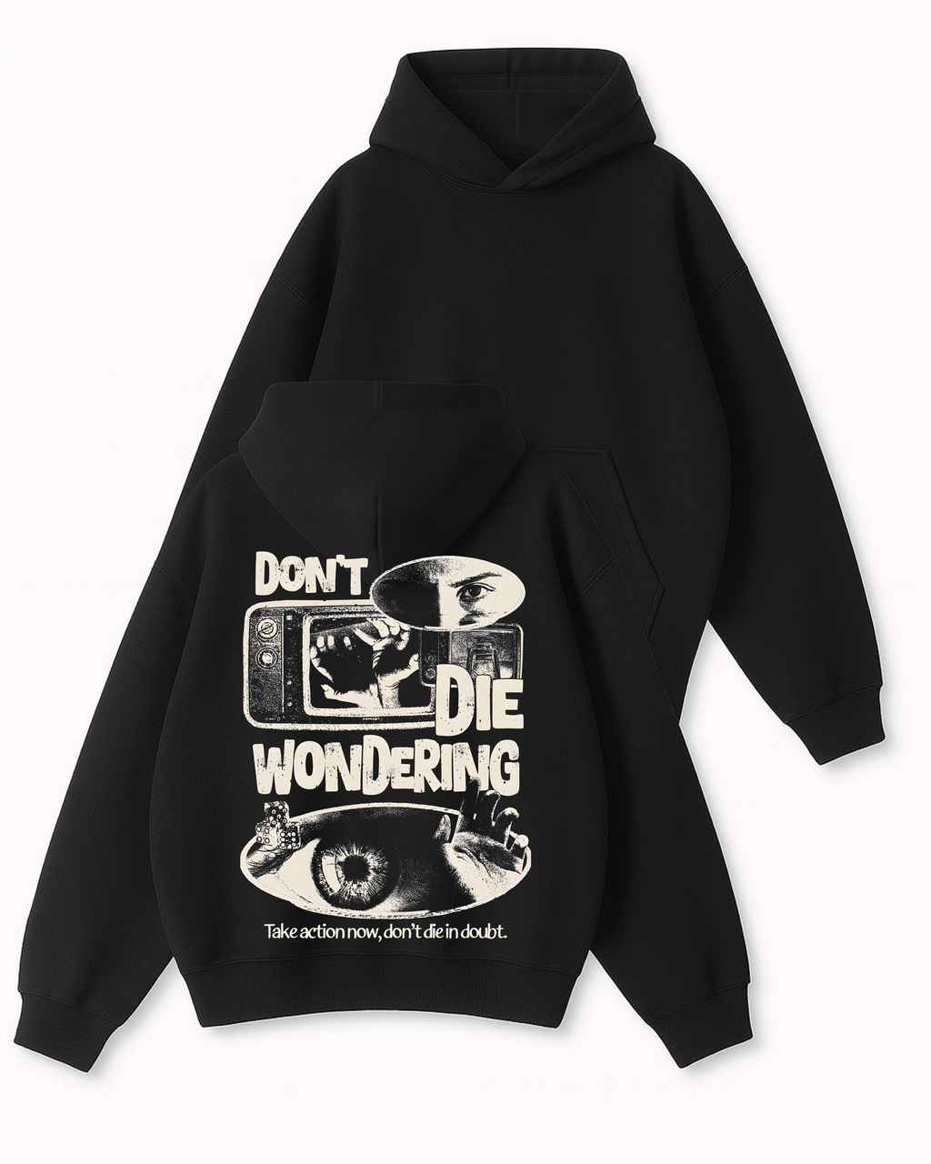 DON'T DIE WONDERING - Boxy Fit Kapüşonlu Sweatshirt