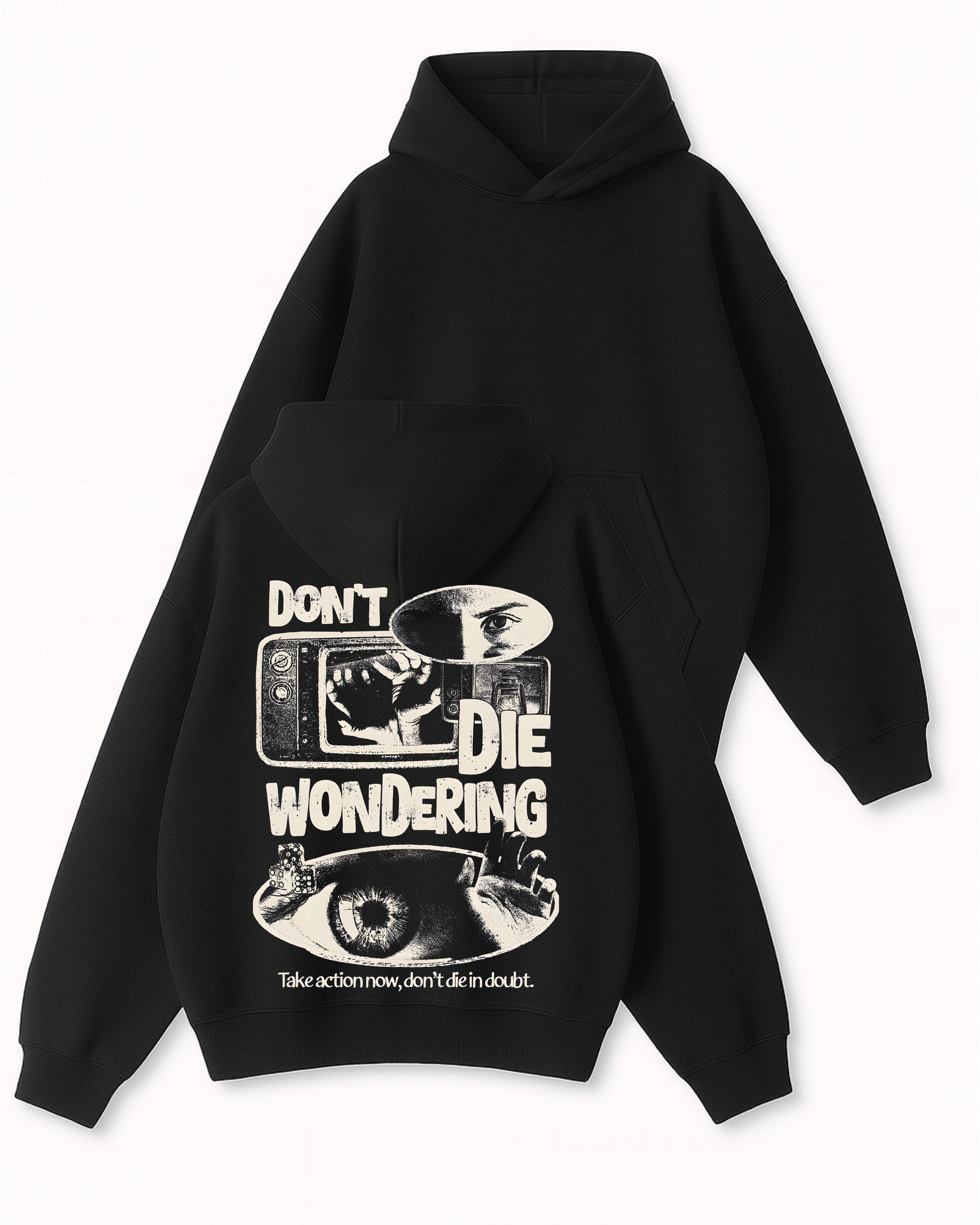 DON'T DIE WONDERING - Boxy Fit Kapüşonlu Sweatshirt