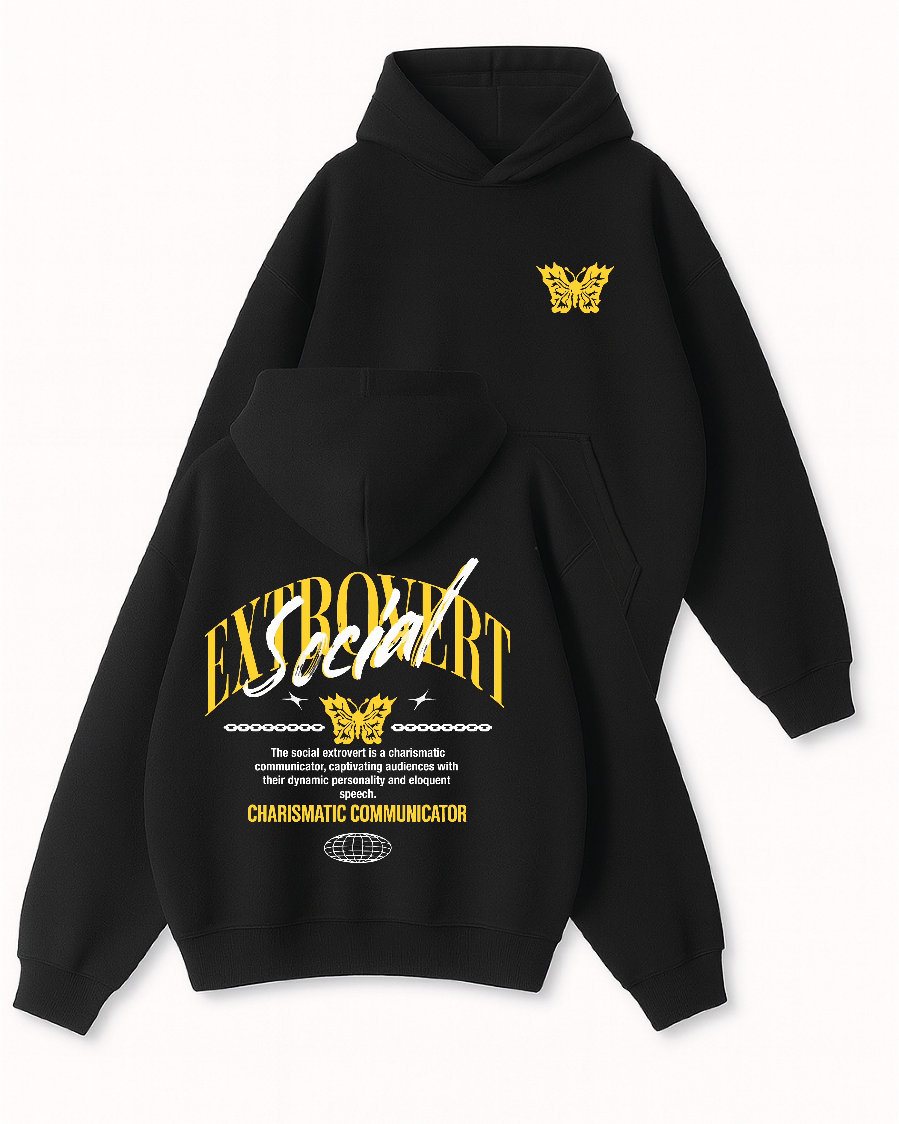 Extbovert Social - Boxy Fit Kapüşonlu Sweatshirt