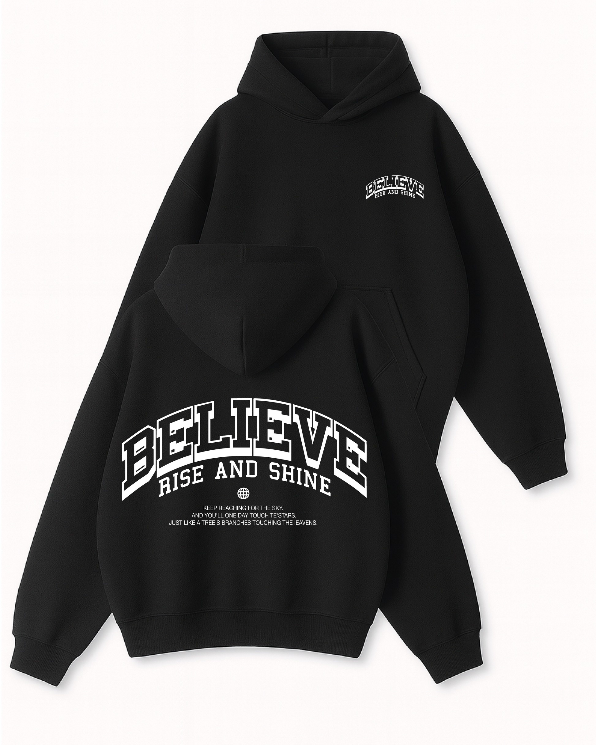 BELIEVE - Boxy Fit Kapüşonlu Sweatshirt