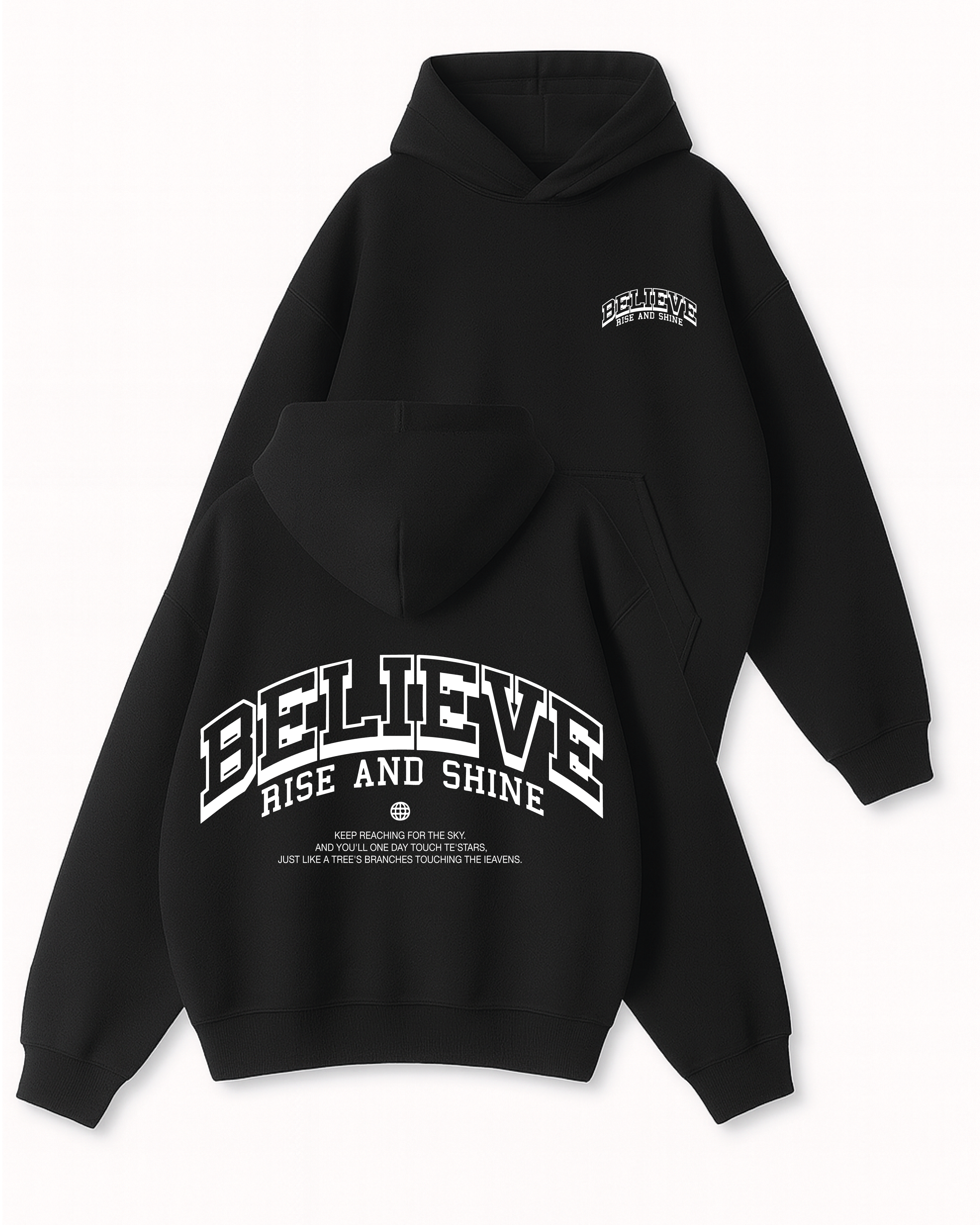 BELIEVE - Boxy Fit Kapüşonlu Sweatshirt