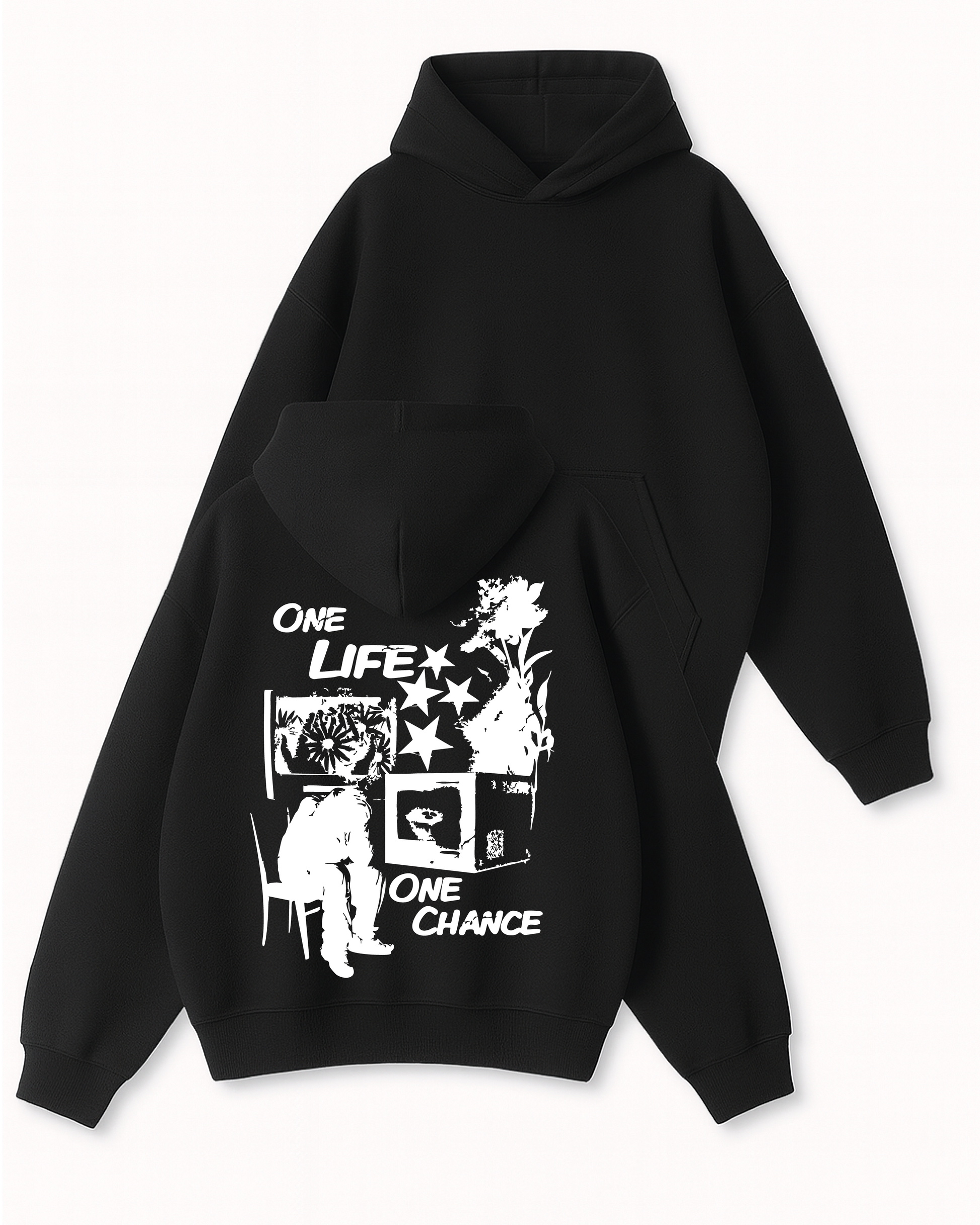 One Life One Chance - Boxy Fit Kapüşonlu Sweatshirt