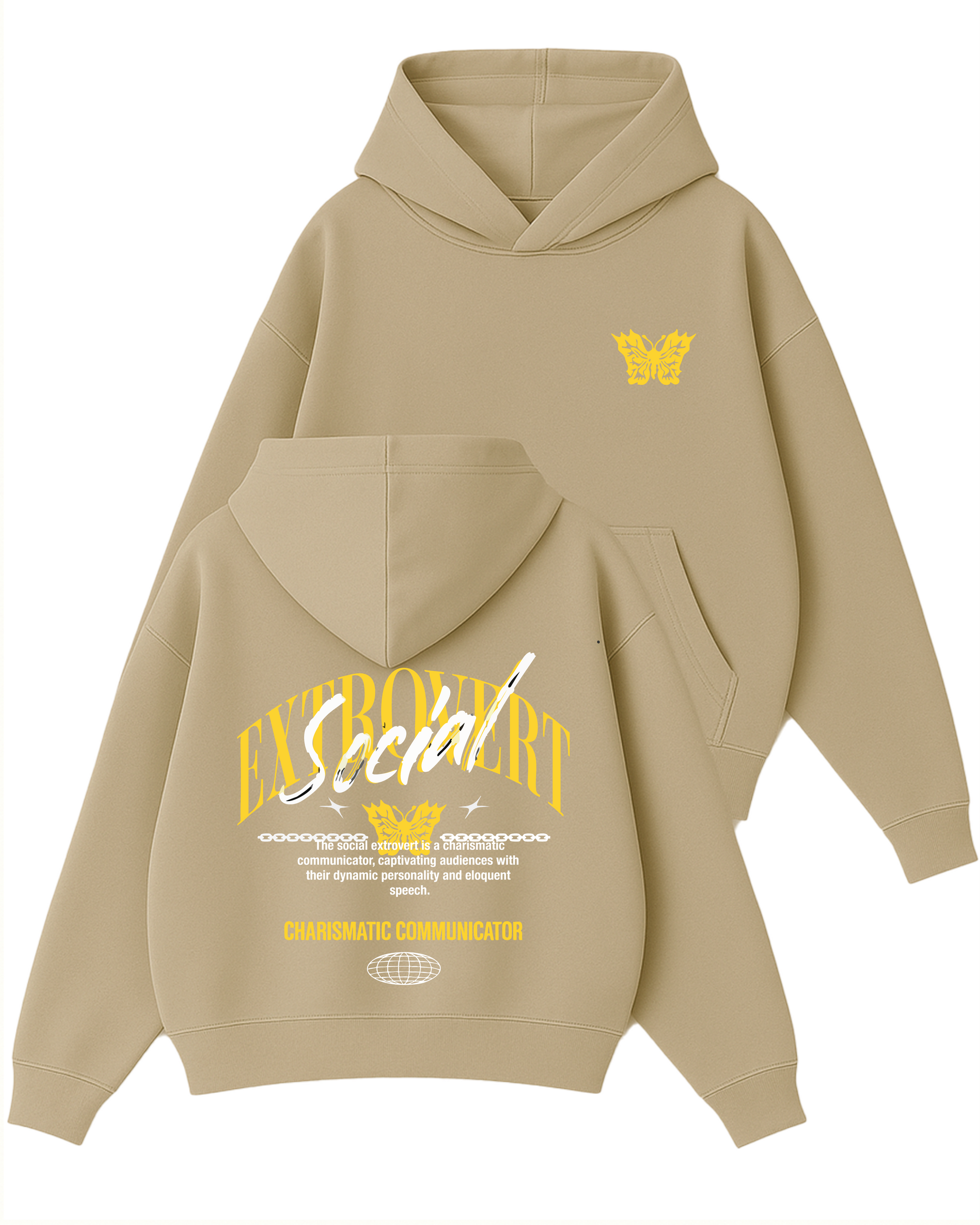 Extbovert Social - Boxy Fit Kapüşonlu Sweatshirt