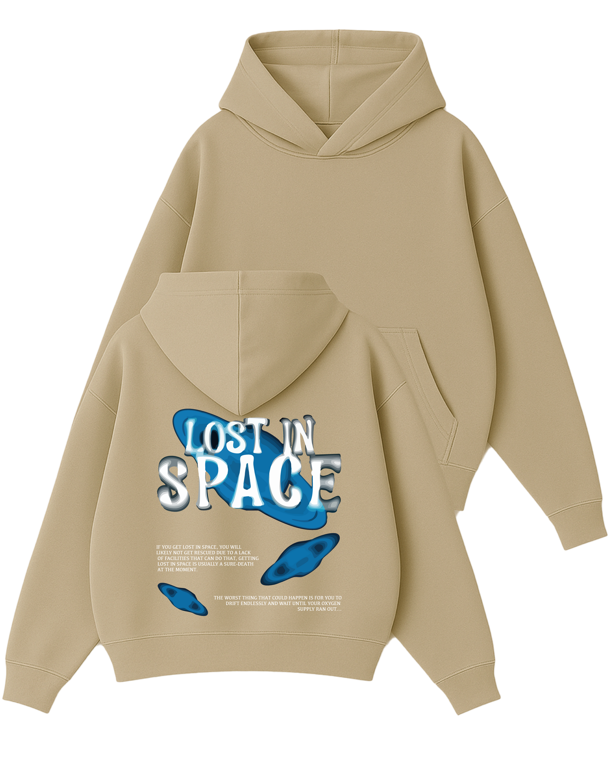 Lost In Space - Boxy Fit Kapüşonlu Sweatshirt