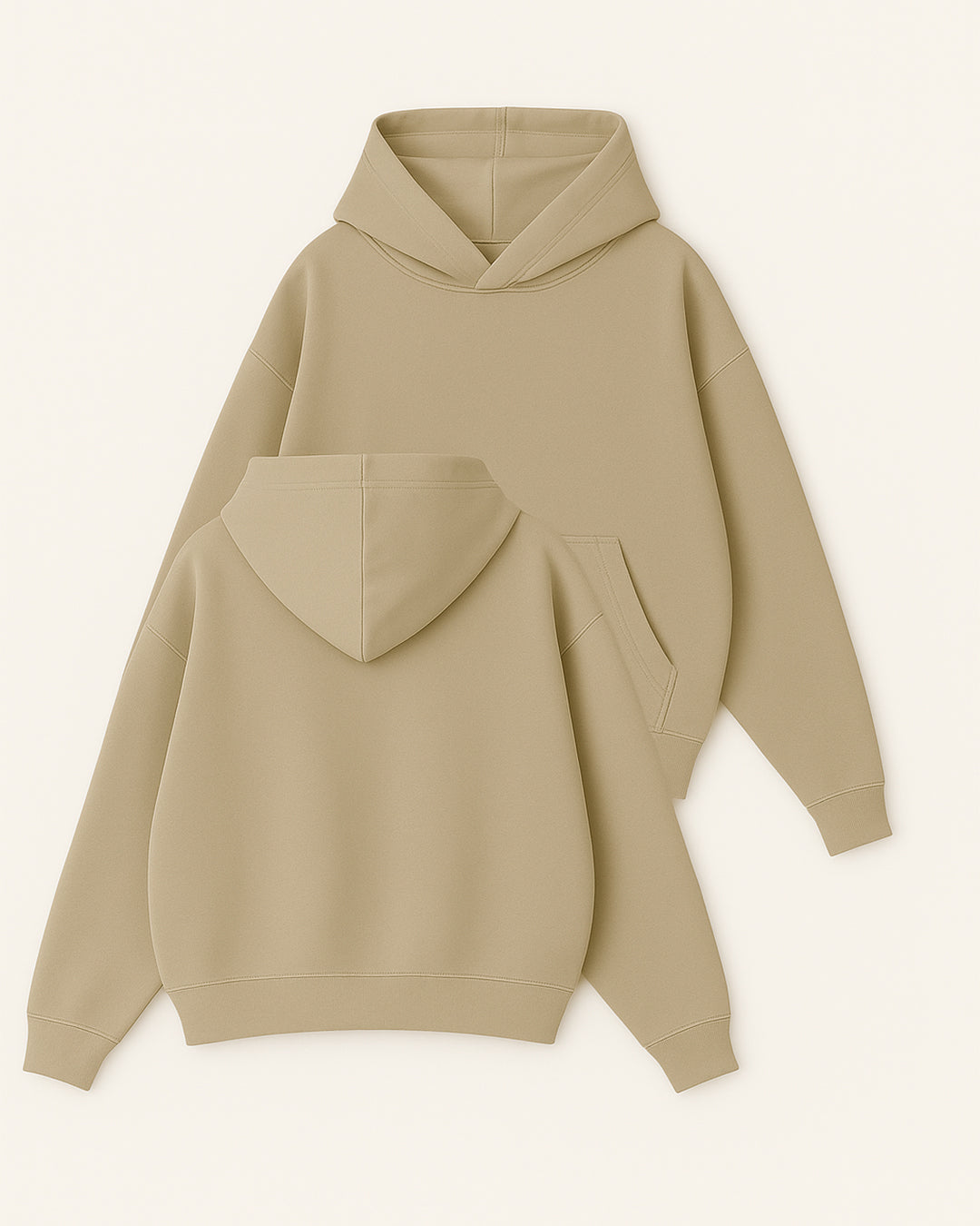 Basic Collection Kapüşonlu Sweatshirt - Bej