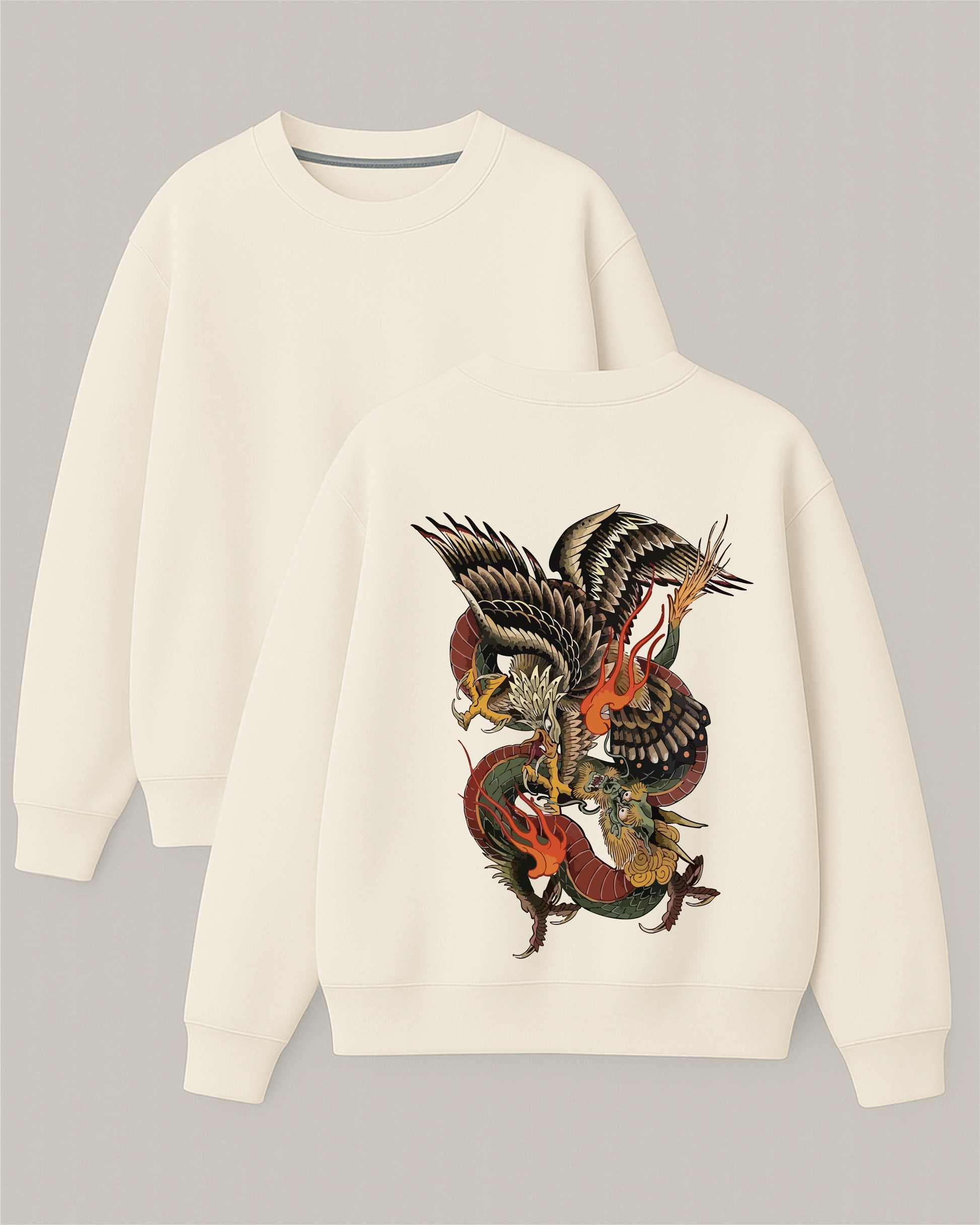 Phoenix x Dragon - Boxy Fit Bisiklet Yaka Sweatshirt