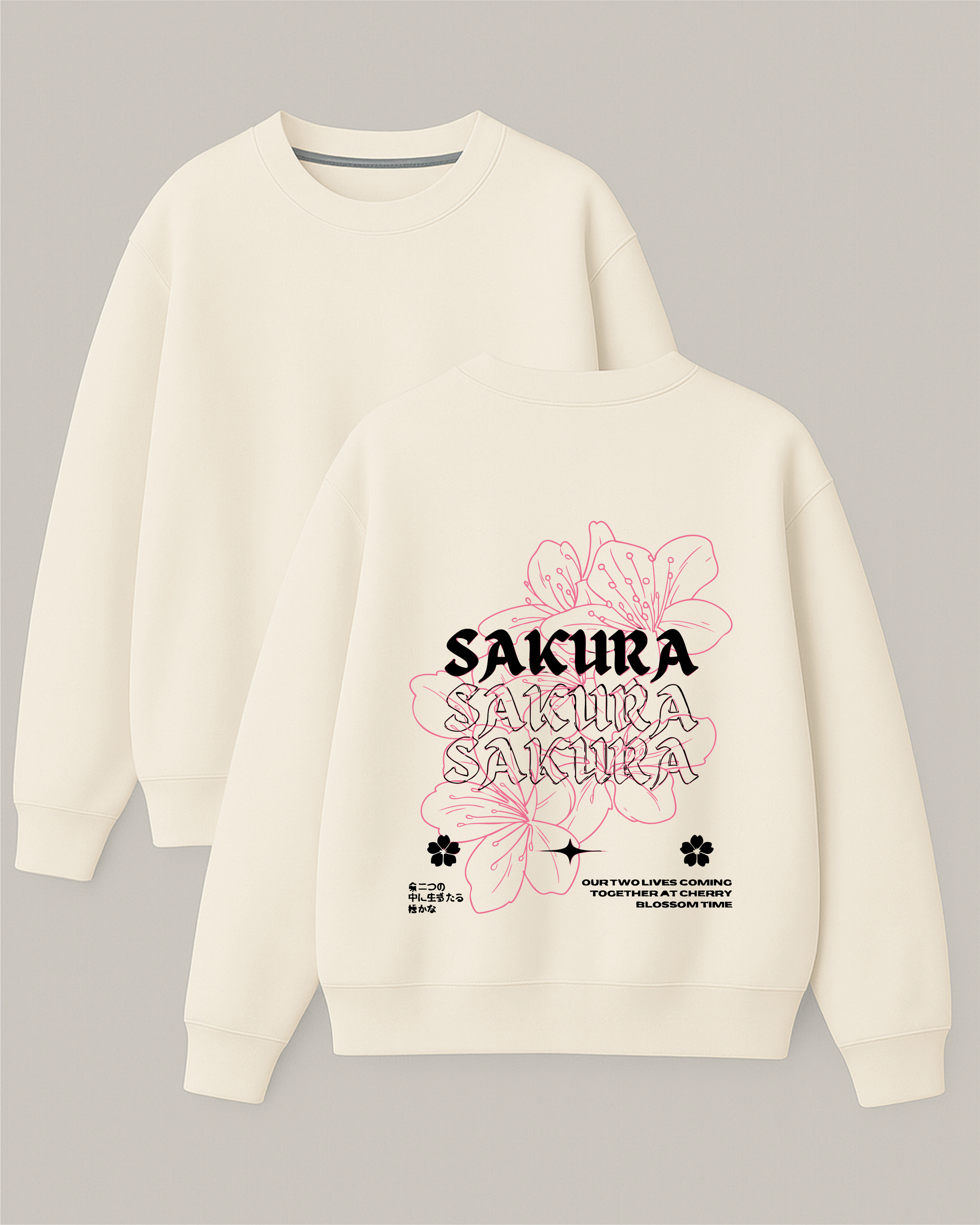 Sakura - Boxy Fit Bisiklet Yaka Sweatshirt