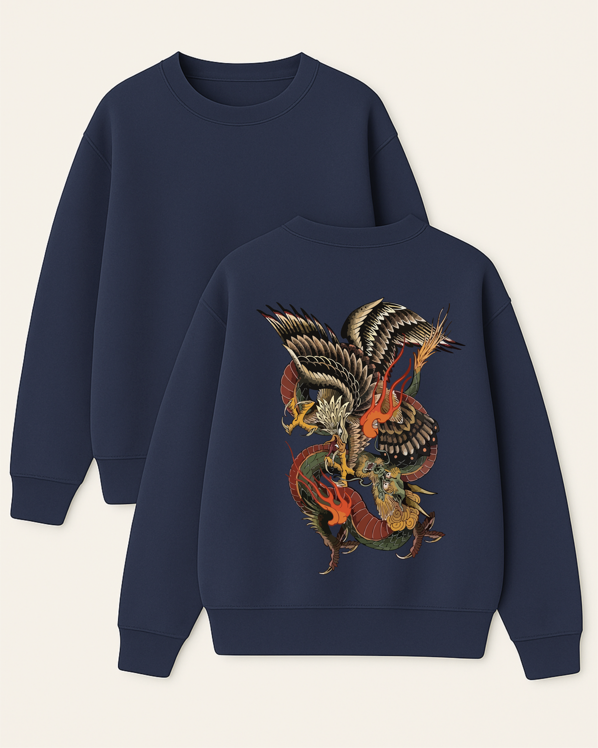 Phoenix x Dragon - Boxy Fit Bisiklet Yaka Sweatshirt