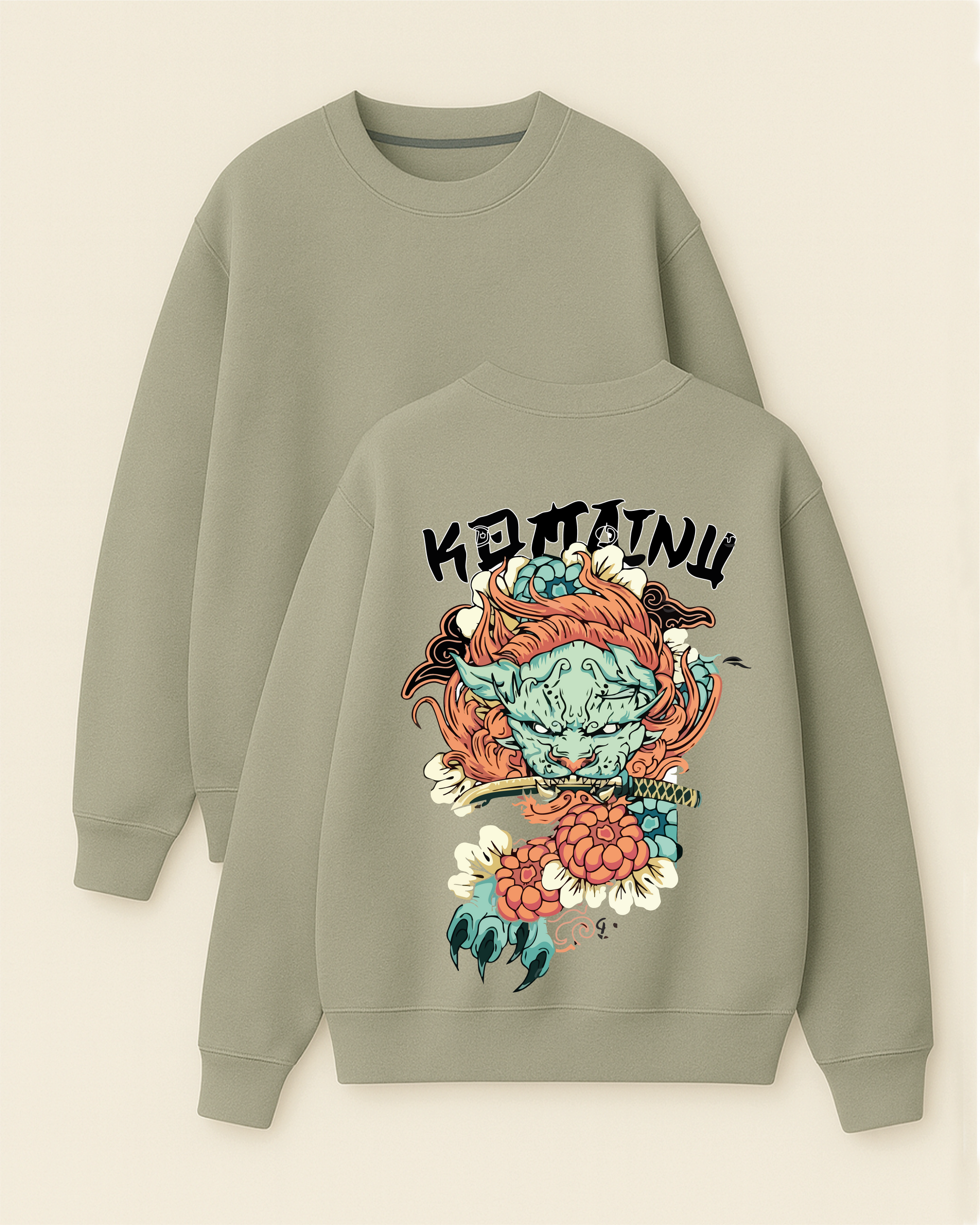 Foo Dogs - Boxy Fit Bisiklet Yaka Sweatshirt