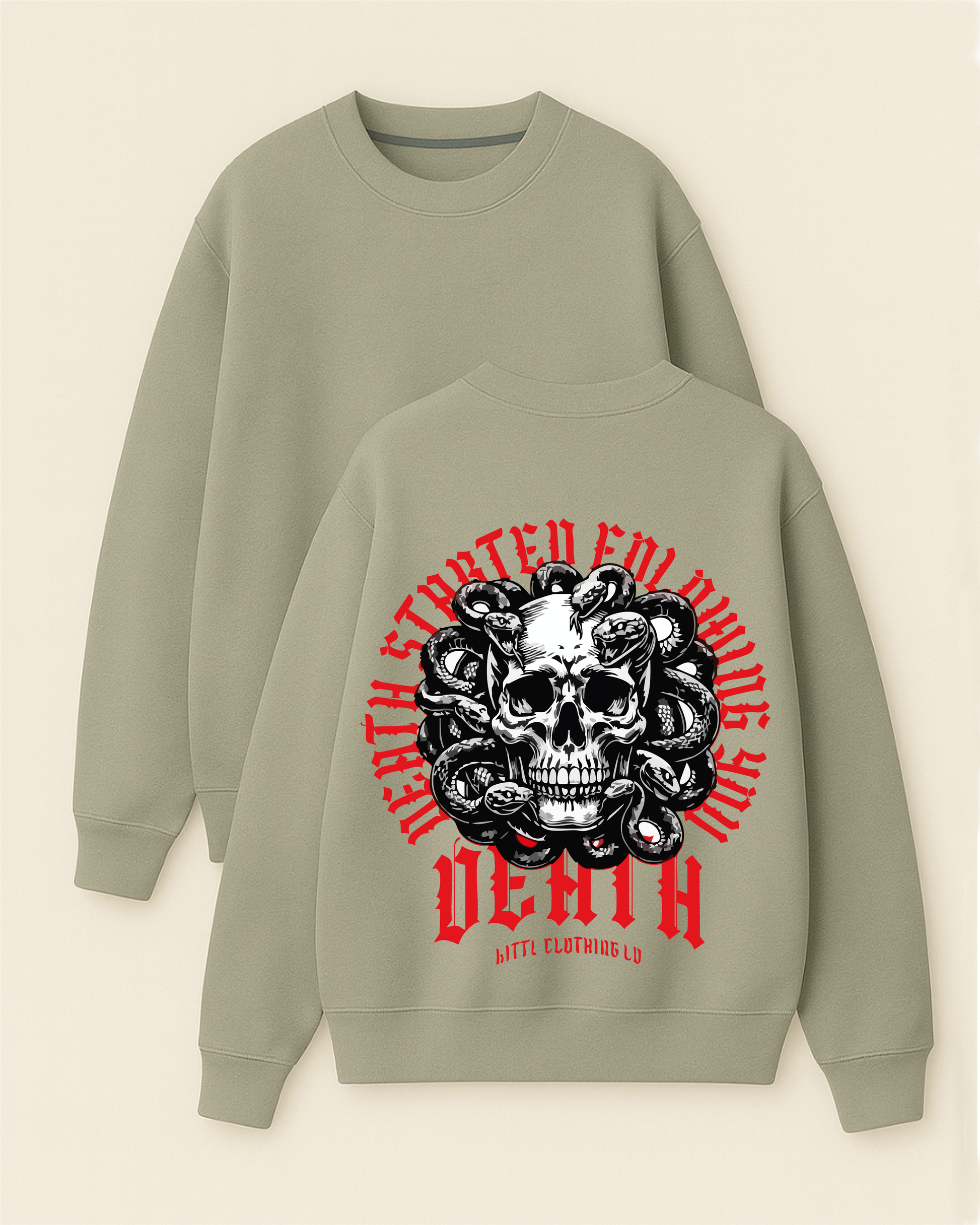 Death - Boxy Fit Bisiklet Yaka Sweatshirt