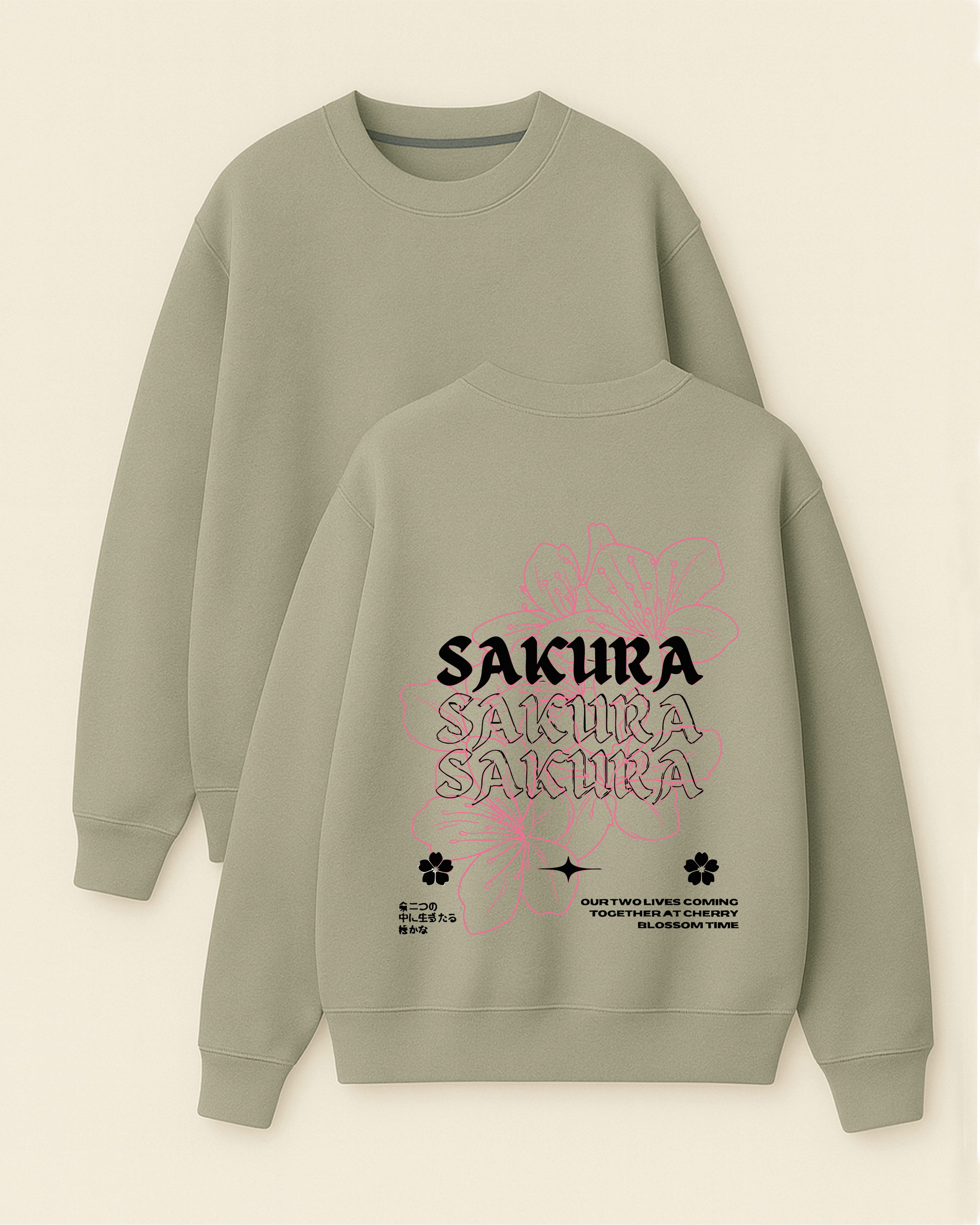 Sakura - Boxy Fit Bisiklet Yaka Sweatshirt