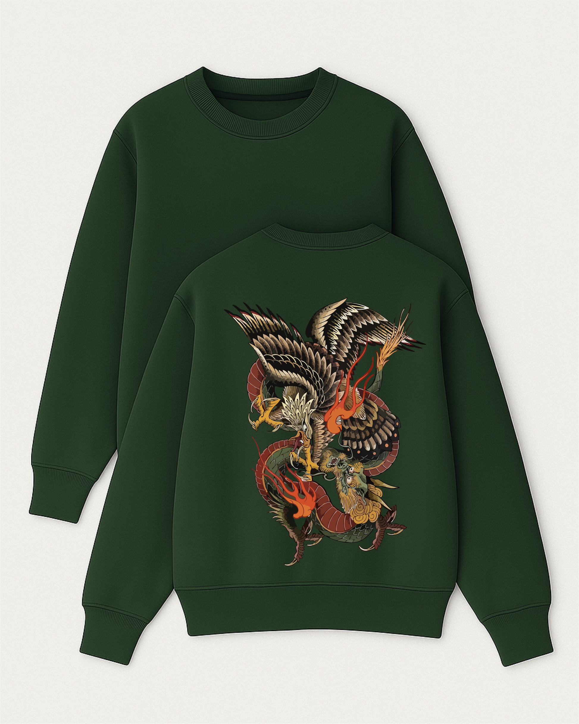 Phoenix x Dragon - Boxy Fit Bisiklet Yaka Sweatshirt