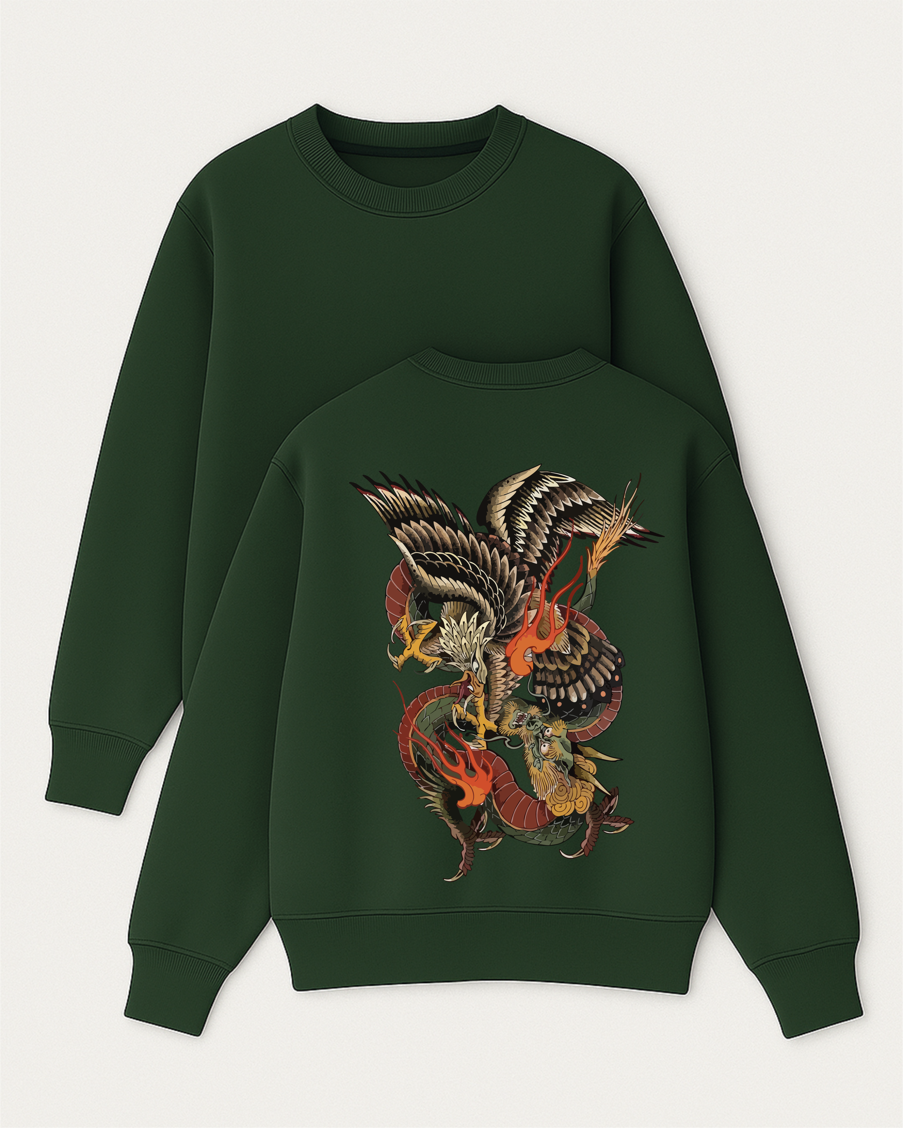 Phoenix x Dragon - Boxy Fit Bisiklet Yaka Sweatshirt