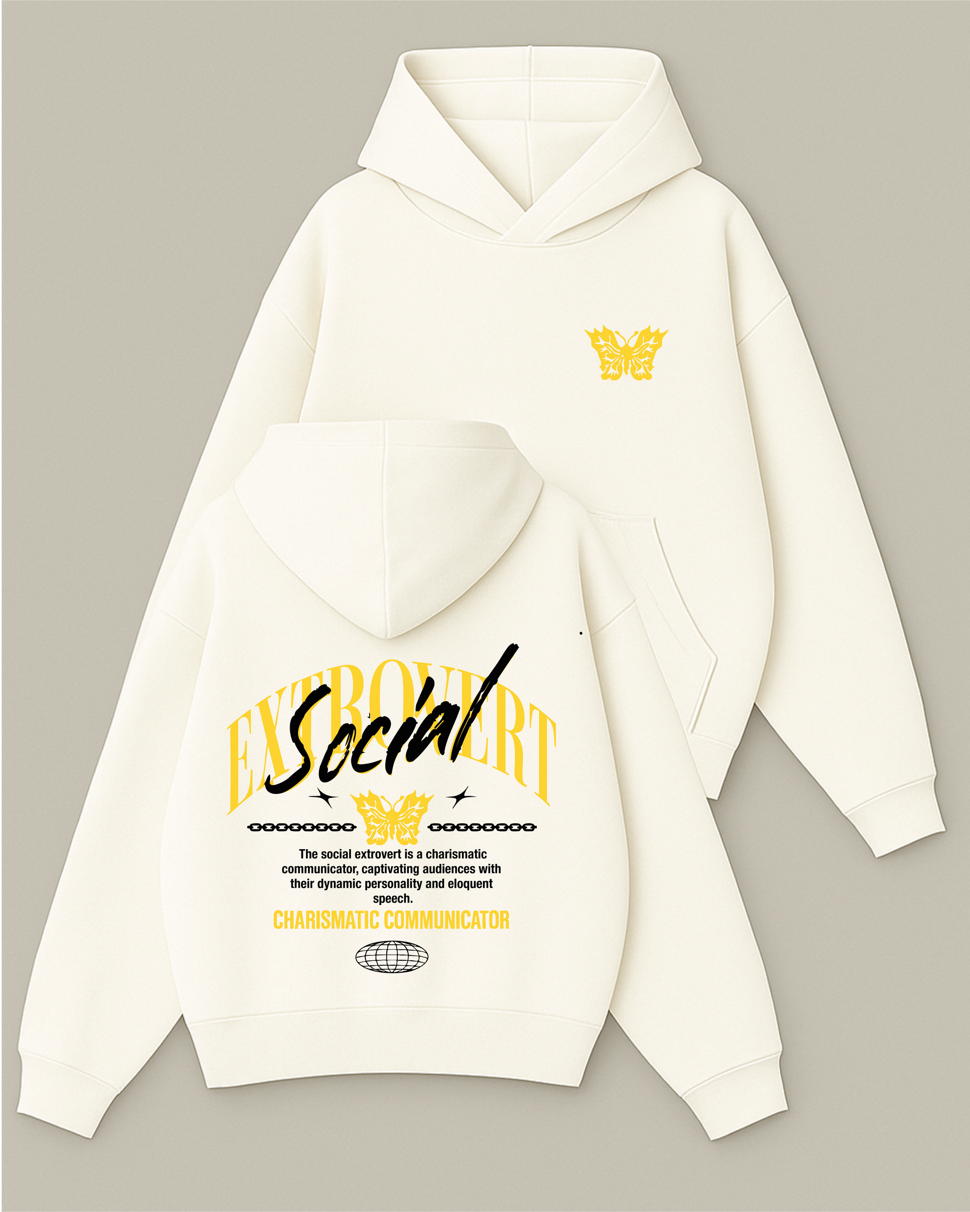 Extbovert Social - Boxy Fit Kapüşonlu Sweatshirt
