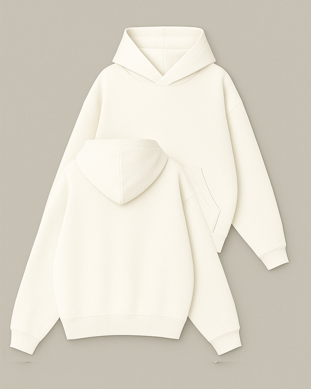 Basic Collection Kapüşonlu Sweatshirt - Ekru