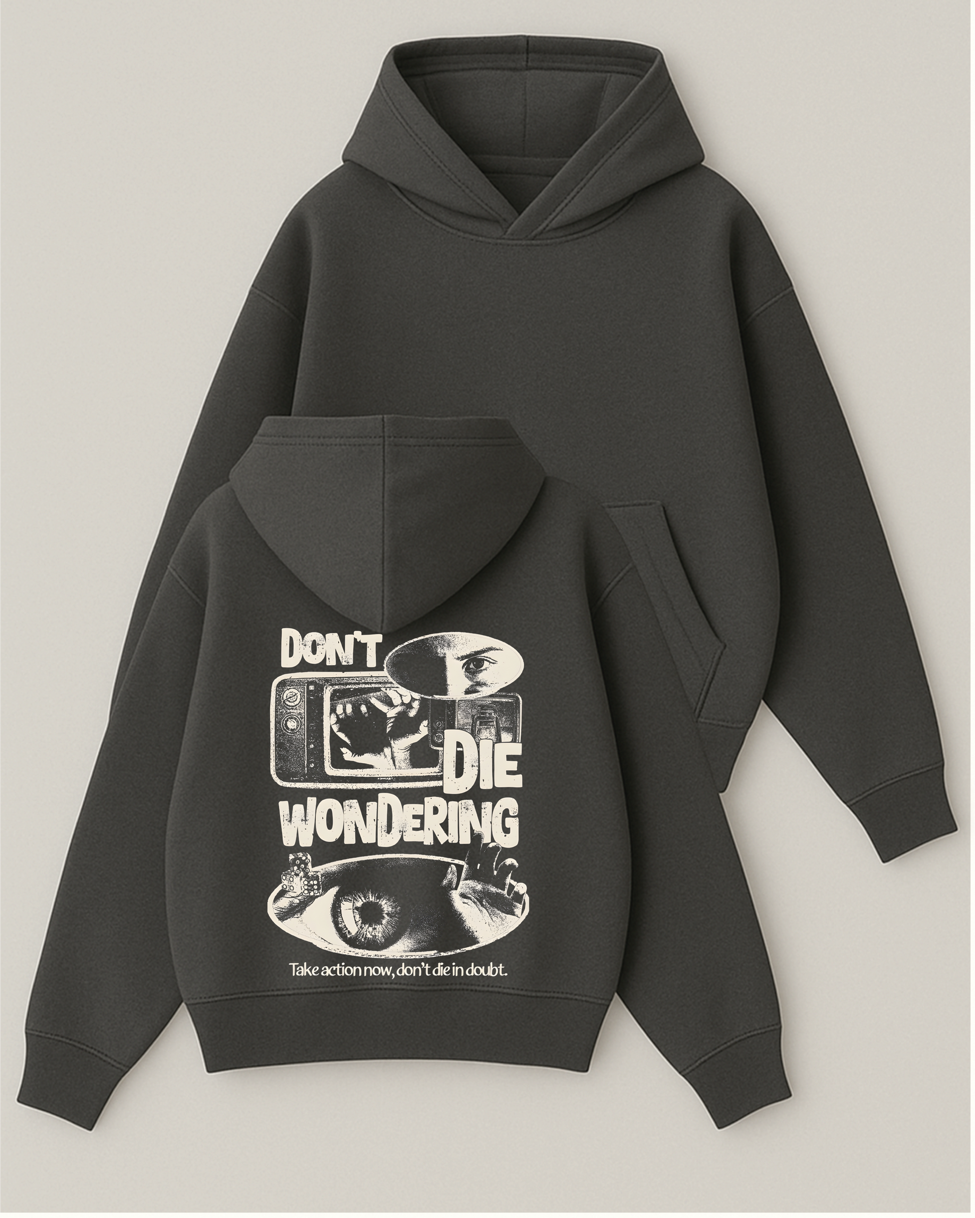 DON'T DIE WONDERING - Boxy Fit Kapüşonlu Sweatshirt