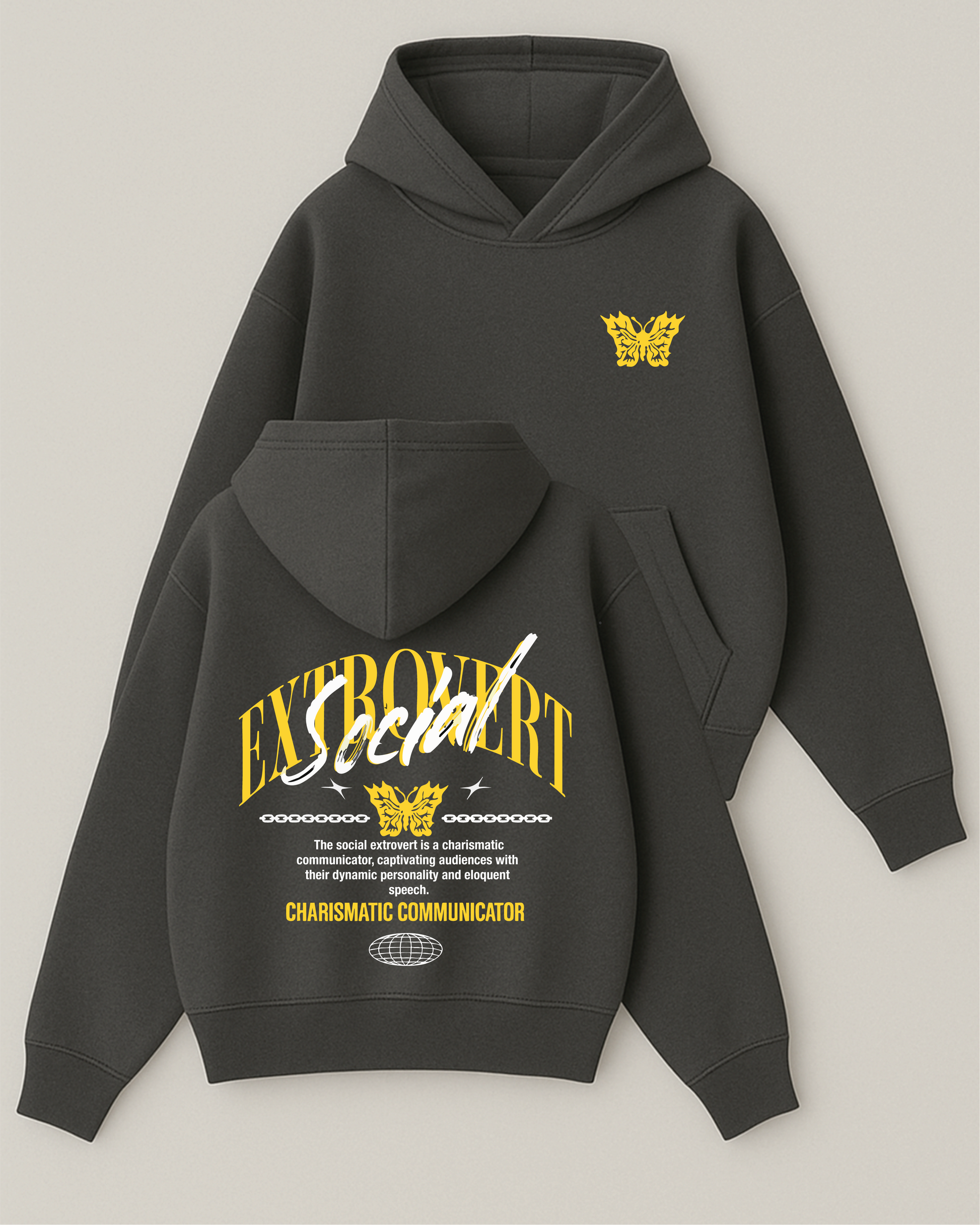 Extbovert Social - Boxy Fit Kapüşonlu Sweatshirt