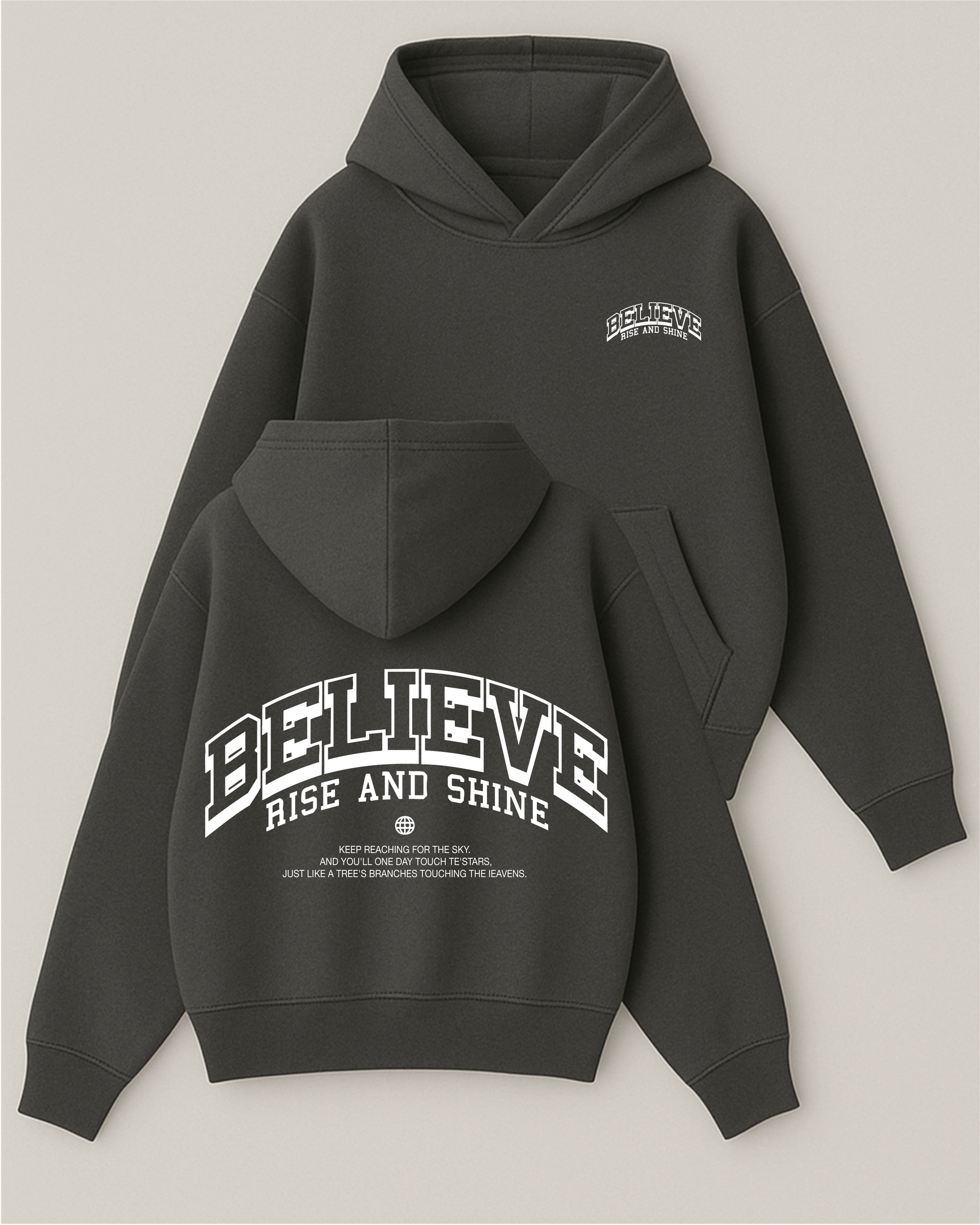BELIEVE - Boxy Fit Kapüşonlu Sweatshirt