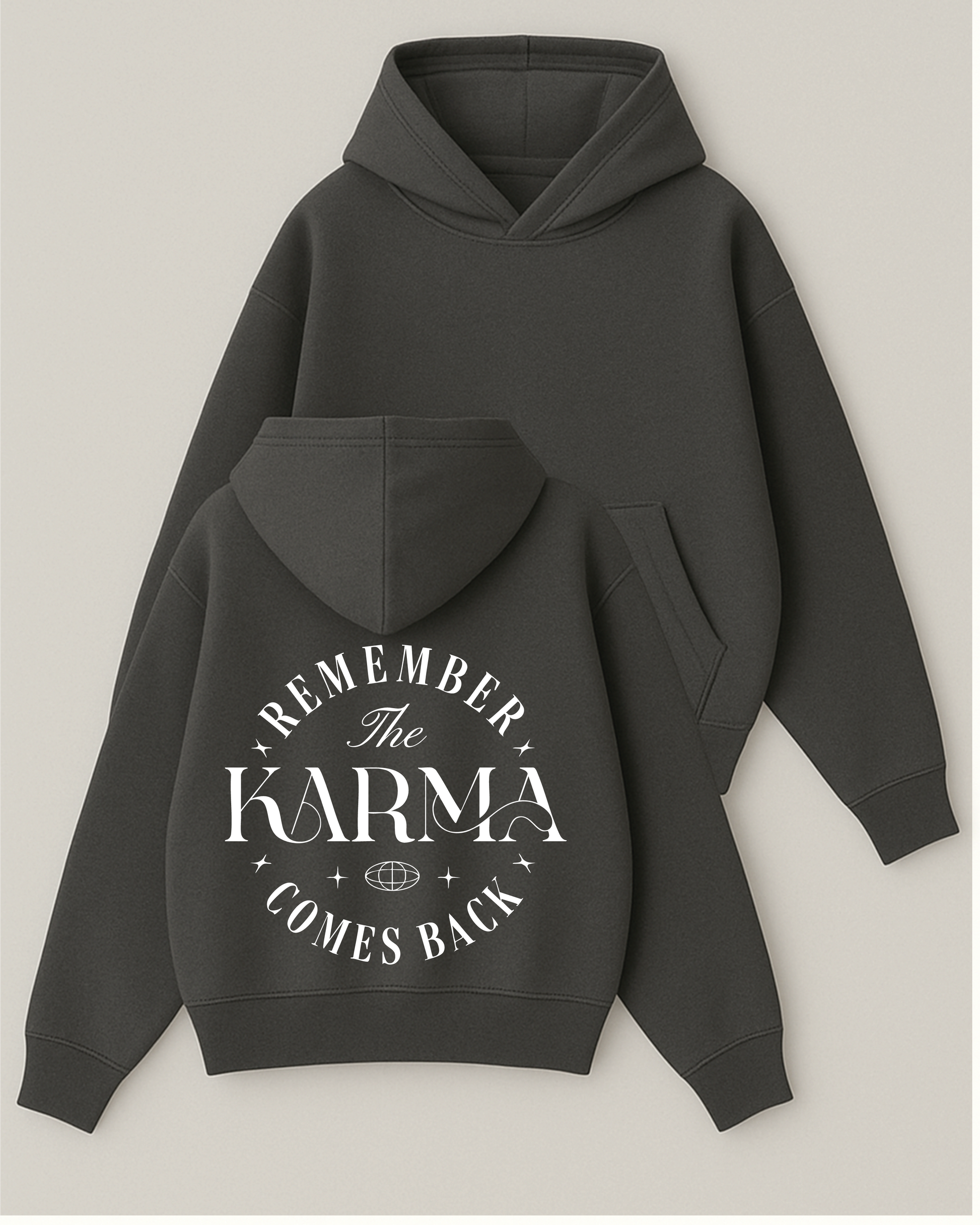 KARMA - Boxy Fit Kapüşonlu Sweatshirt