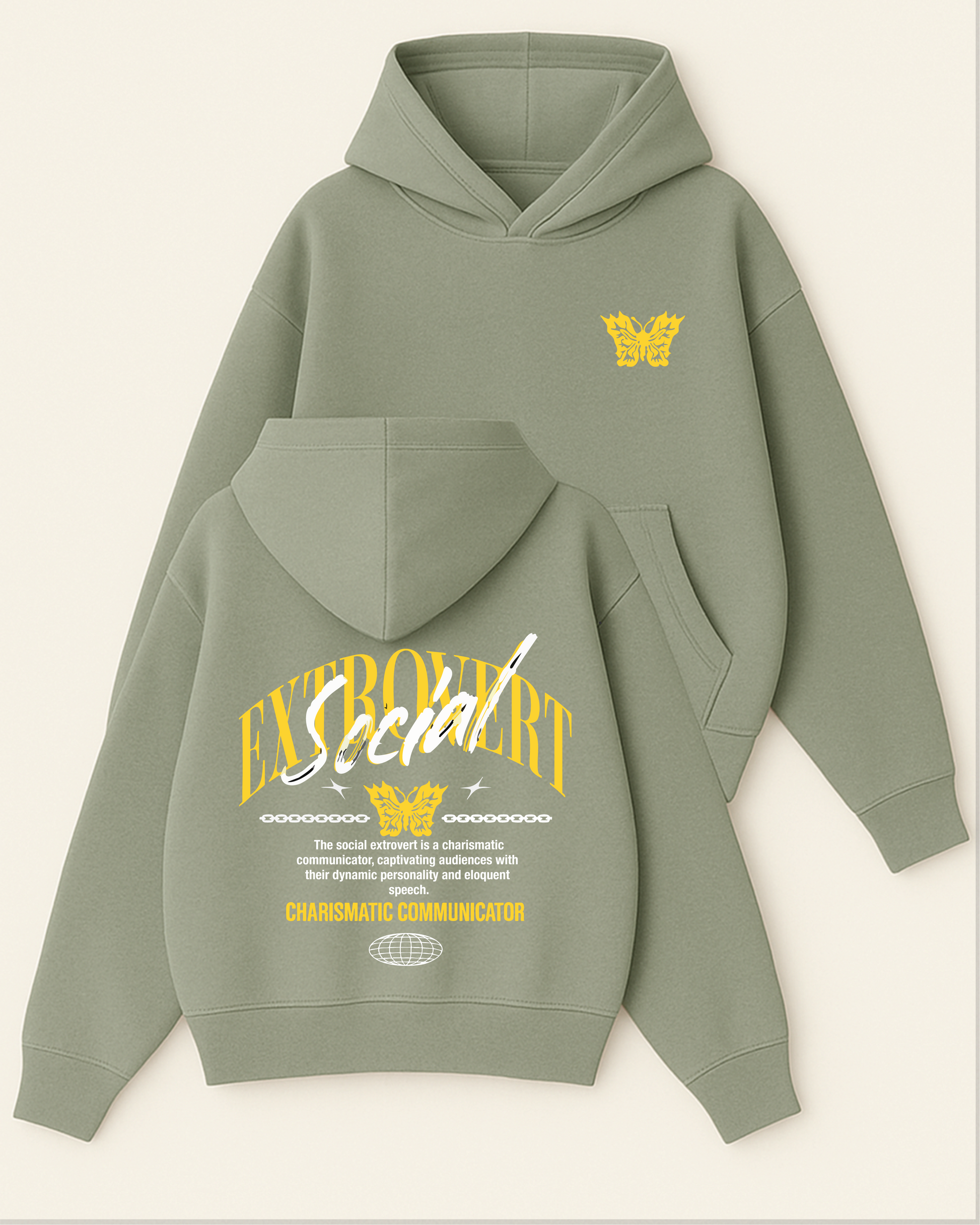 Extbovert Social - Boxy Fit Kapüşonlu Sweatshirt