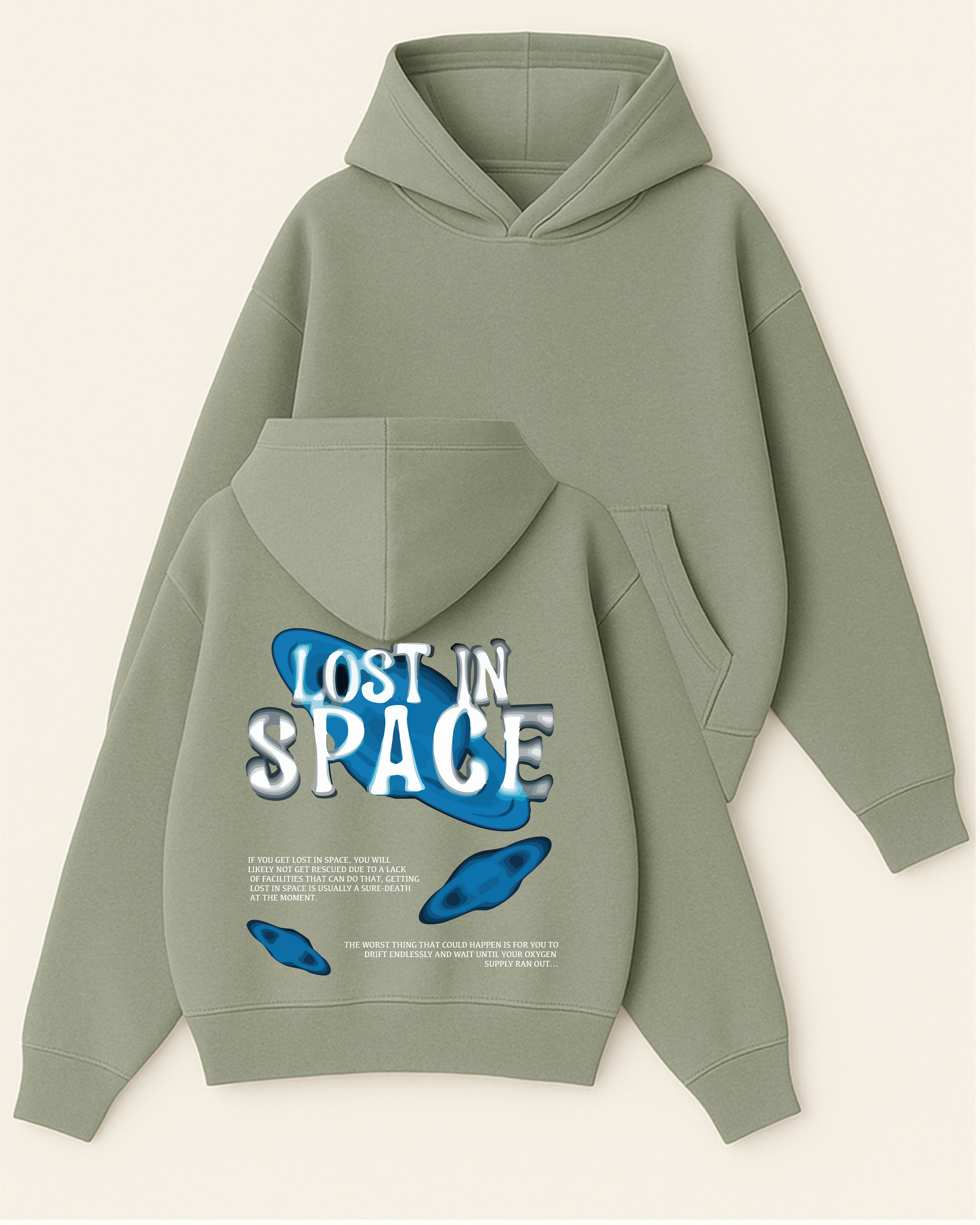 Lost In Space - Boxy Fit Kapüşonlu Sweatshirt