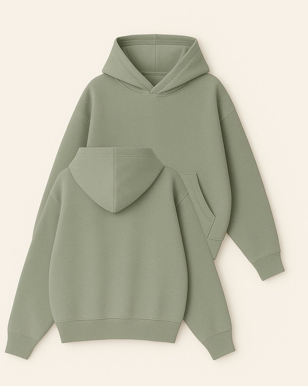 Basic Collection Kapüşonlu Sweatshirt - Haki