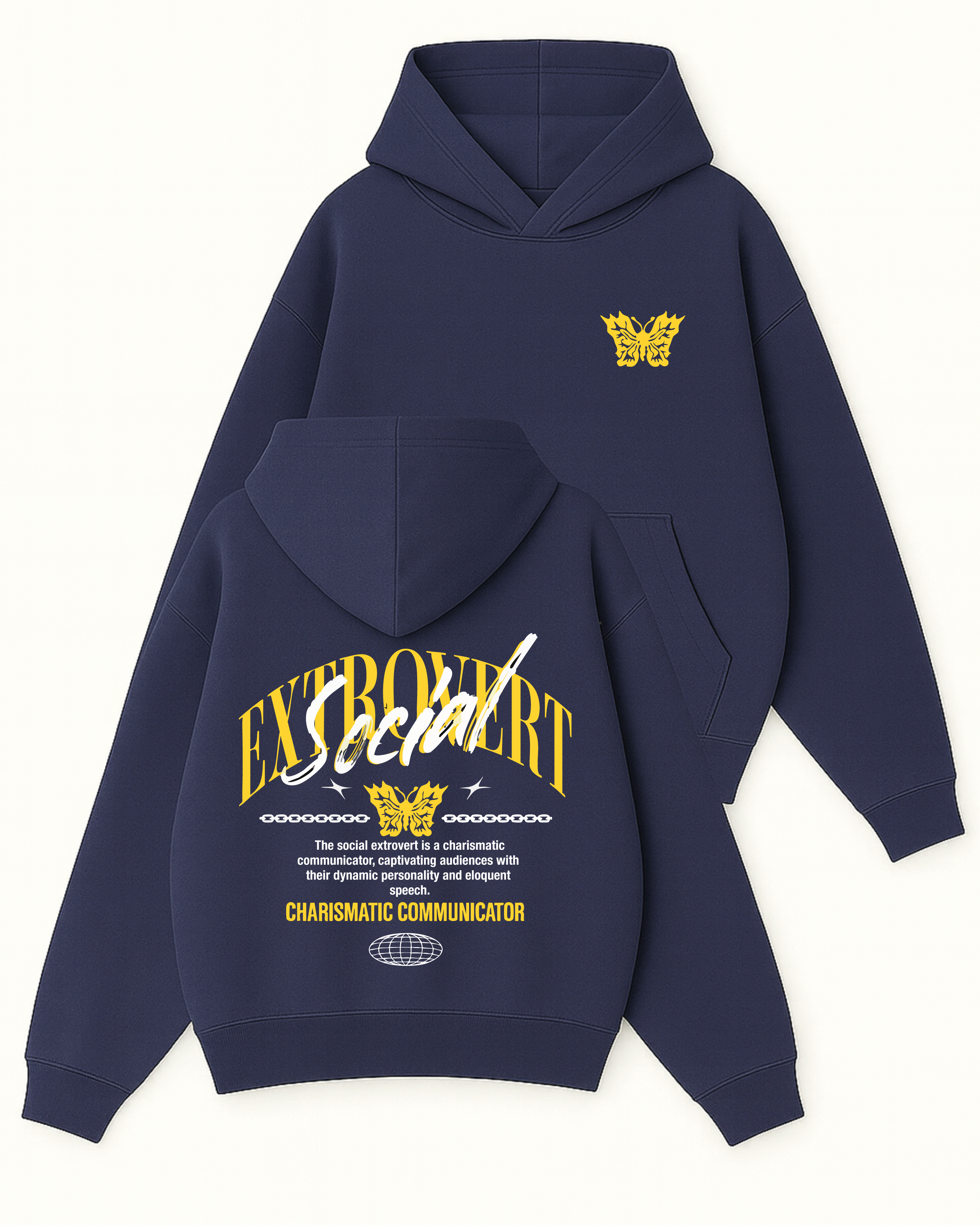Extbovert Social - Boxy Fit Kapüşonlu Sweatshirt