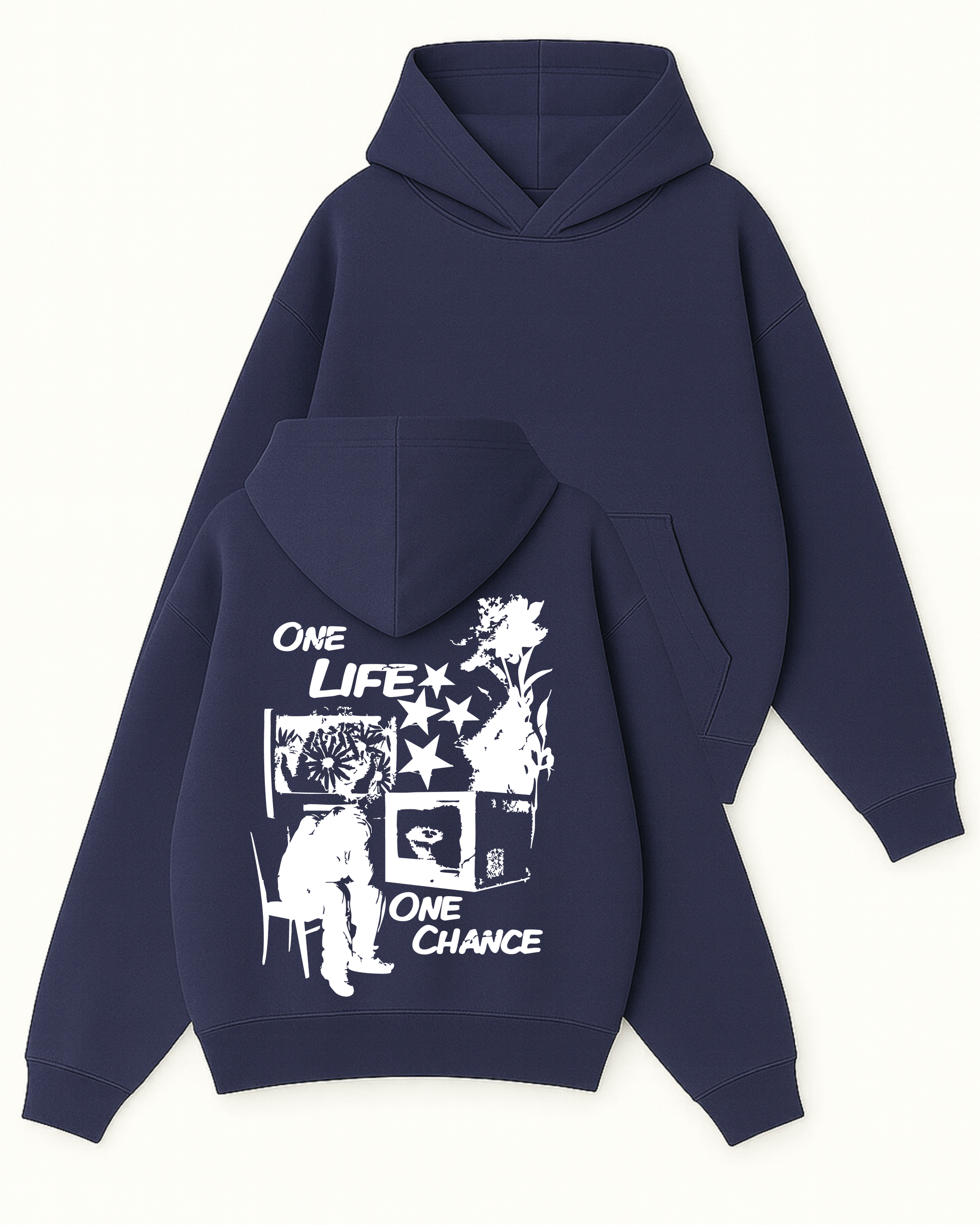 One Life One Chance - Boxy Fit Kapüşonlu Sweatshirt