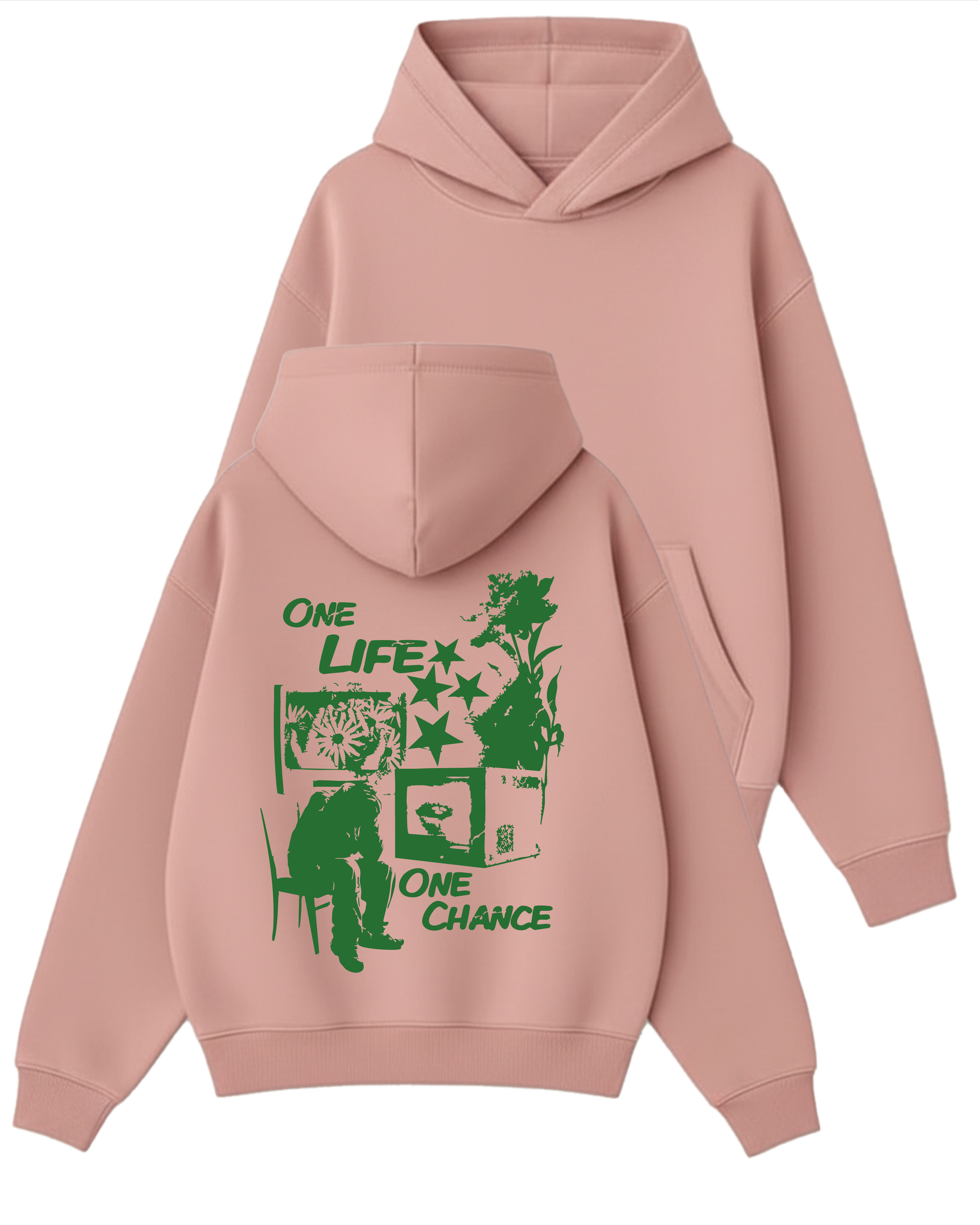 One Life One Chance - Boxy Fit Kapüşonlu Sweatshirt