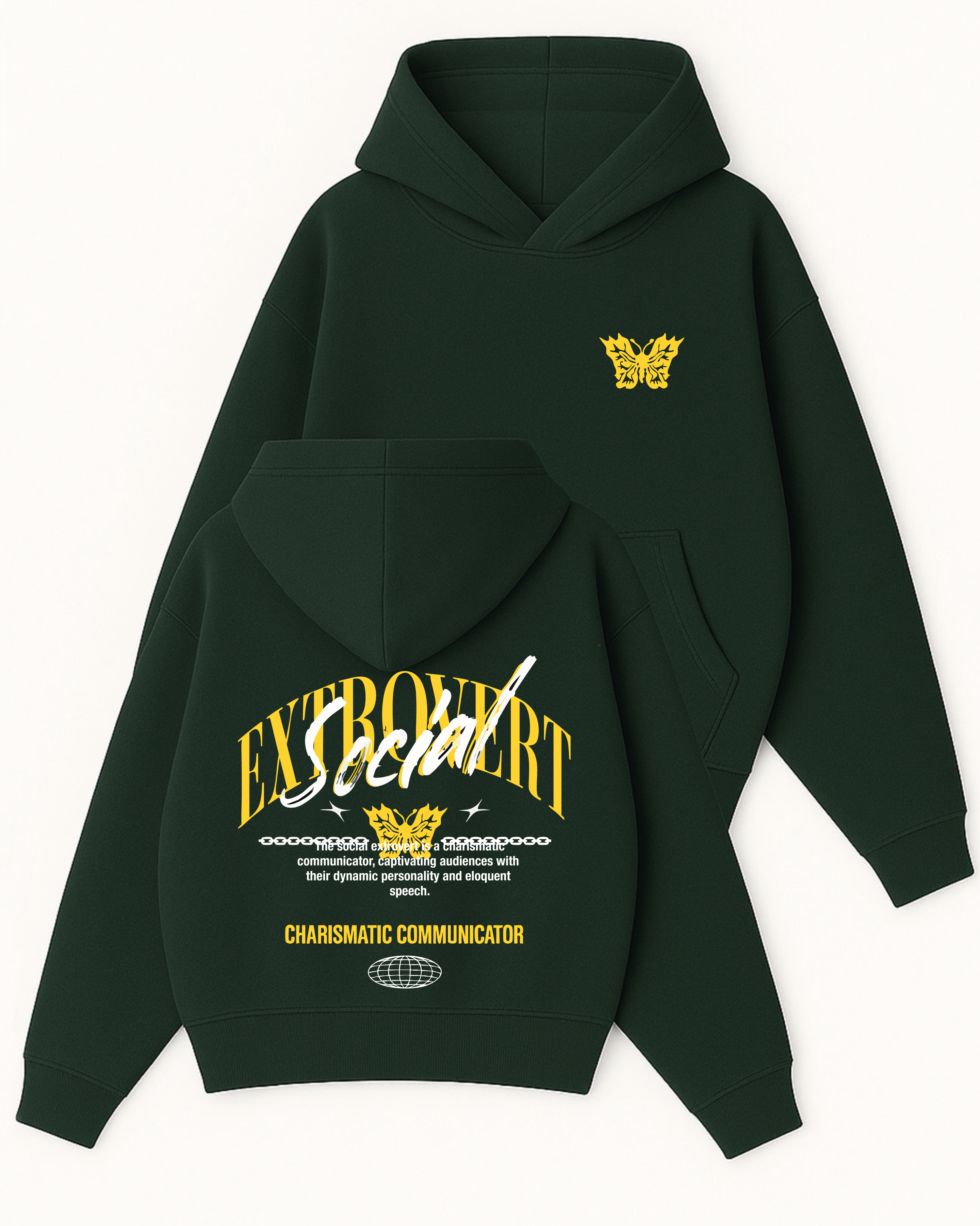 Extbovert Social - Boxy Fit Kapüşonlu Sweatshirt