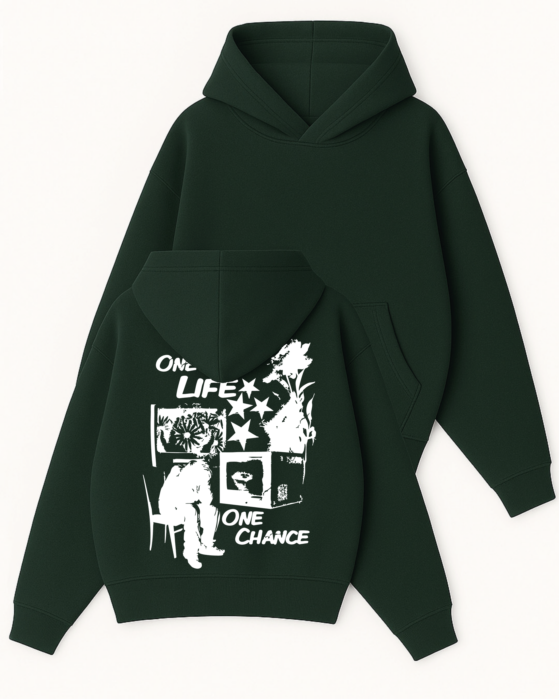 One Life One Chance - Boxy Fit Kapüşonlu Sweatshirt